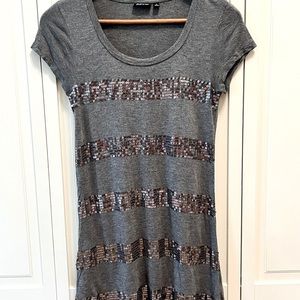 APT 9 Size Small Sparkly Oversized Grey Teeshirt Dress